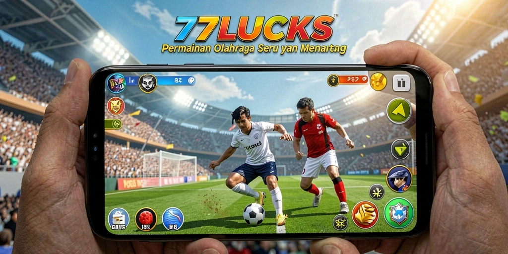 Tampilan gameplay seru dalam 77LUCKS yang menampilkan aksi olahraga.