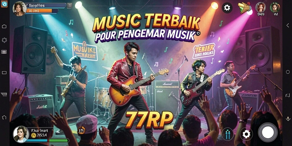 Screenshot utama 77RP menampilkan pemain menikmati gameplay musik yang interaktif.