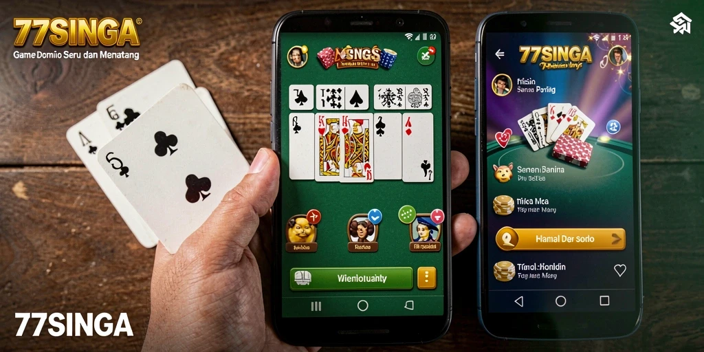 Tampilan menarik gameplay domino dalam 77SINGA.