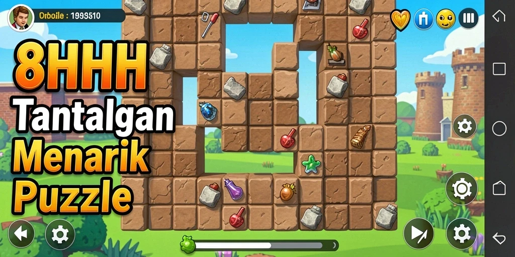 Tampilan gameplay 8HHH dengan teka-teki menantang yang menarik.