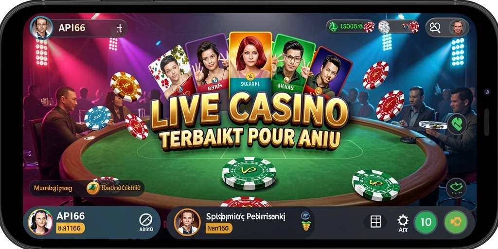Screenshot gameplay API66 menampilkan dealer langsung dan interaksi pemain.