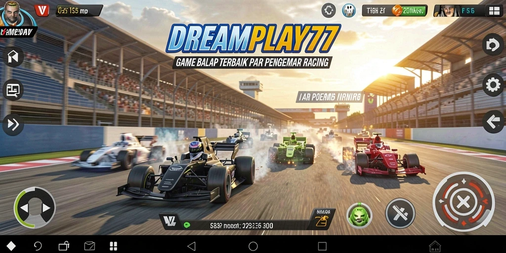 Tangkapan layar gameplay DREAMPLAY77 yang menampilkan aksi balapan mendebarkan.