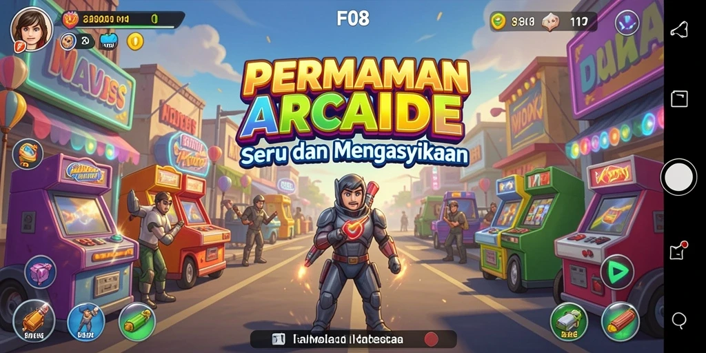 Screenshot F08 menampilkan aksi seru dalam permainan Arcade.