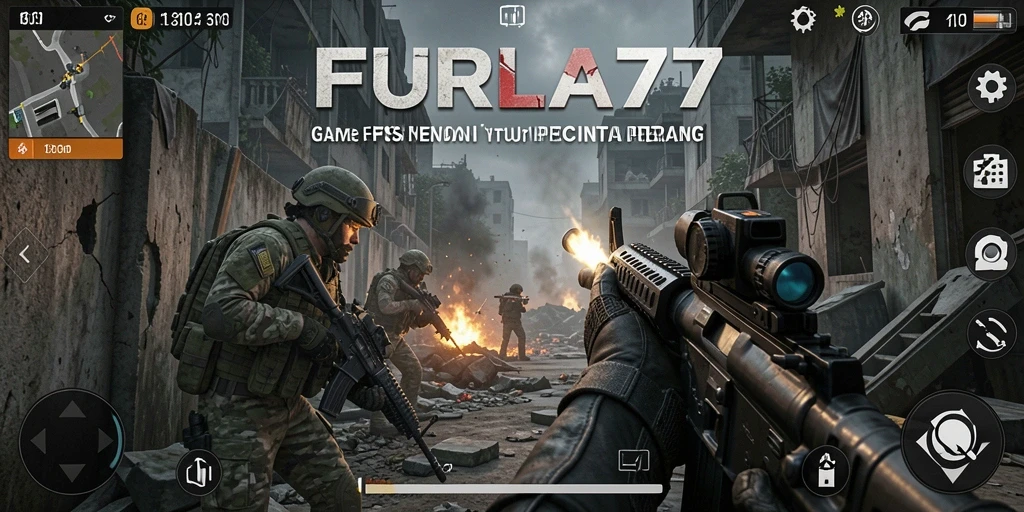 Tangkapan layar gameplay FURLA77 menampilkan aksi menegangkan dalam pertempuran FPS.