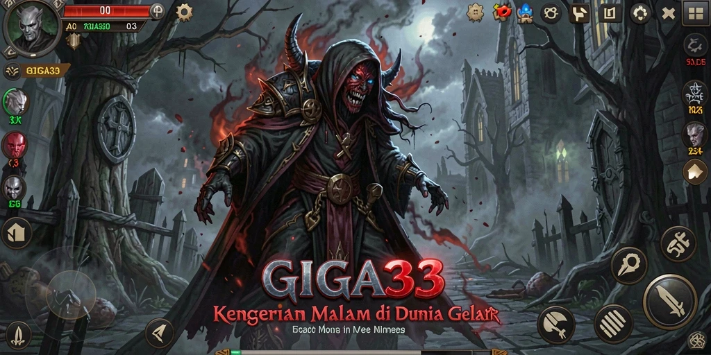 Screenshot menampilkan suasana menakutkan dalam gameplay GIGA33.