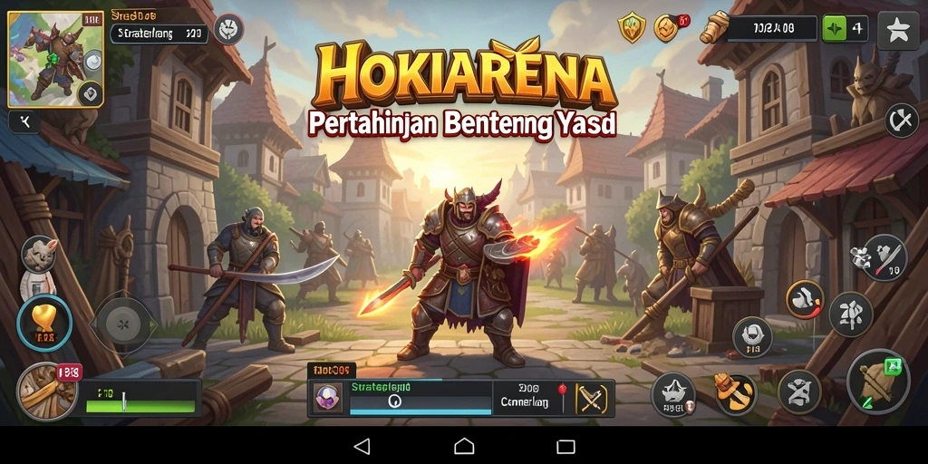 Screenshot gameplay HOKIARENA menampilkan aksi Tower Defense yang menarik.
