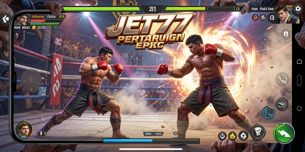 Gameplay mendebarkan dari JET77 dengan aksi pertarungan intens.