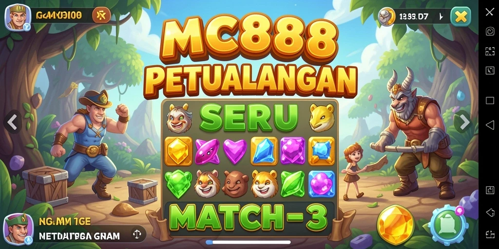 Gameplay seru MC888 dengan pencocokan tiga objek yang menarik.