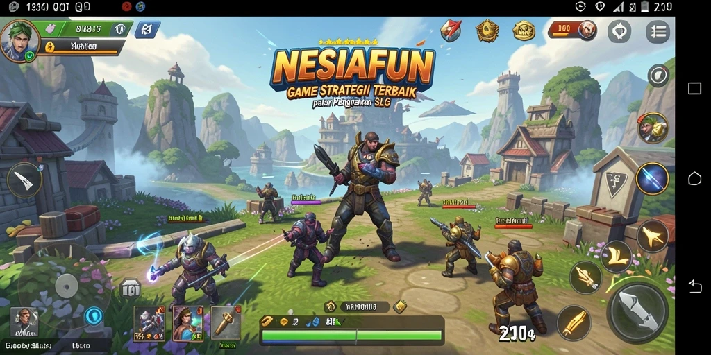 Tampilan gameplay NESIAFUN yang memukau dengan strategi SLG yang mendalam.