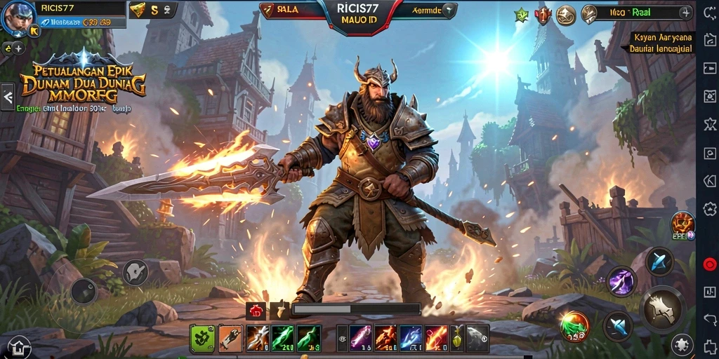 Screenshot utama RICIS77 menampilkan aksi seru dalam dunia MMORPG.