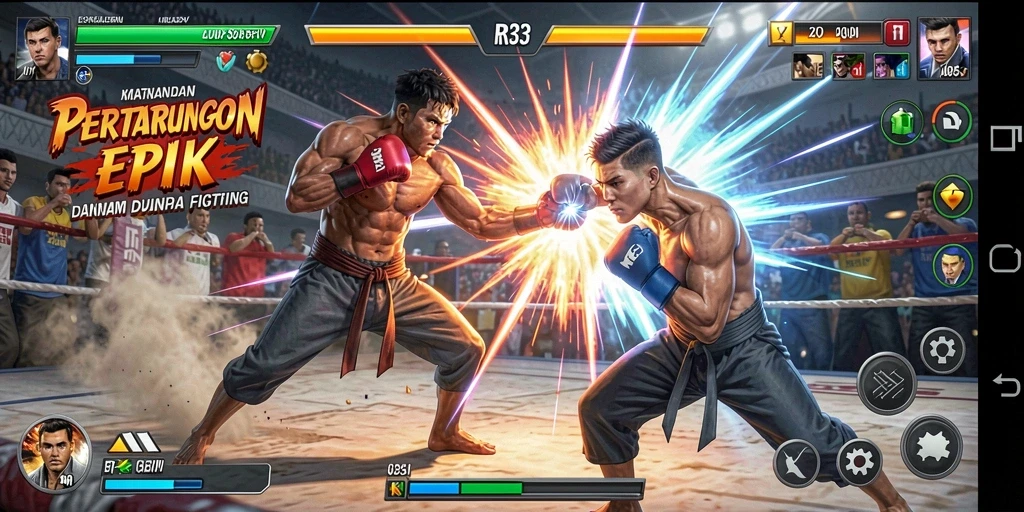 Tampilan gameplay pertarungan seru di RR33.