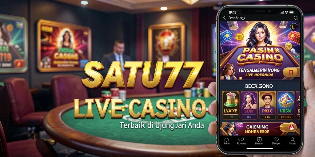 Screenshot gameplay SATU77 menampilkan suasana kasino yang menarik dan dealer langsung.